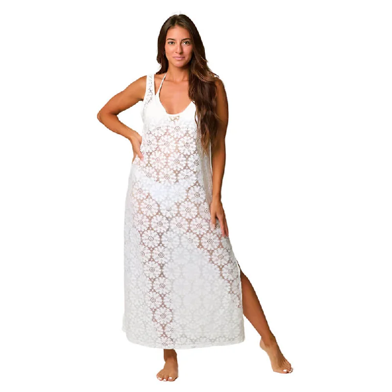 Luxury Fashion J Valdi Santa Barbara Slit Maxi Dress Coverup - White