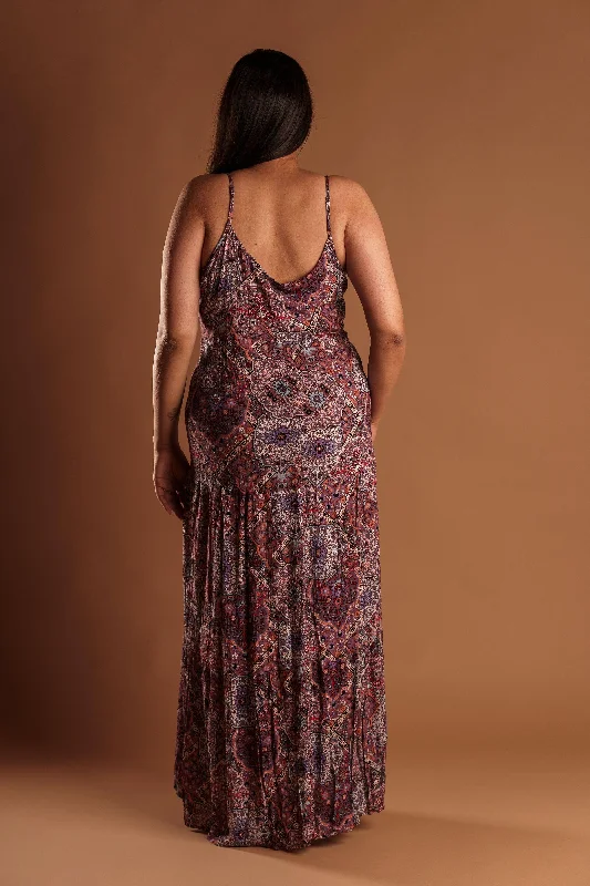 Final Sale PLUS SIZE PATCHWORK OVERSIZED PRINTED MAXI DRESS