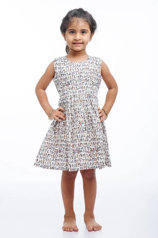 Save Big Baby Girls Blue Tribal Print Cotton Frock - Infants Stylish Daily Ensemble Save Big Baby Girls Blue Tribal Print Cotton Frock - Infants Stylish Daily Ensemble