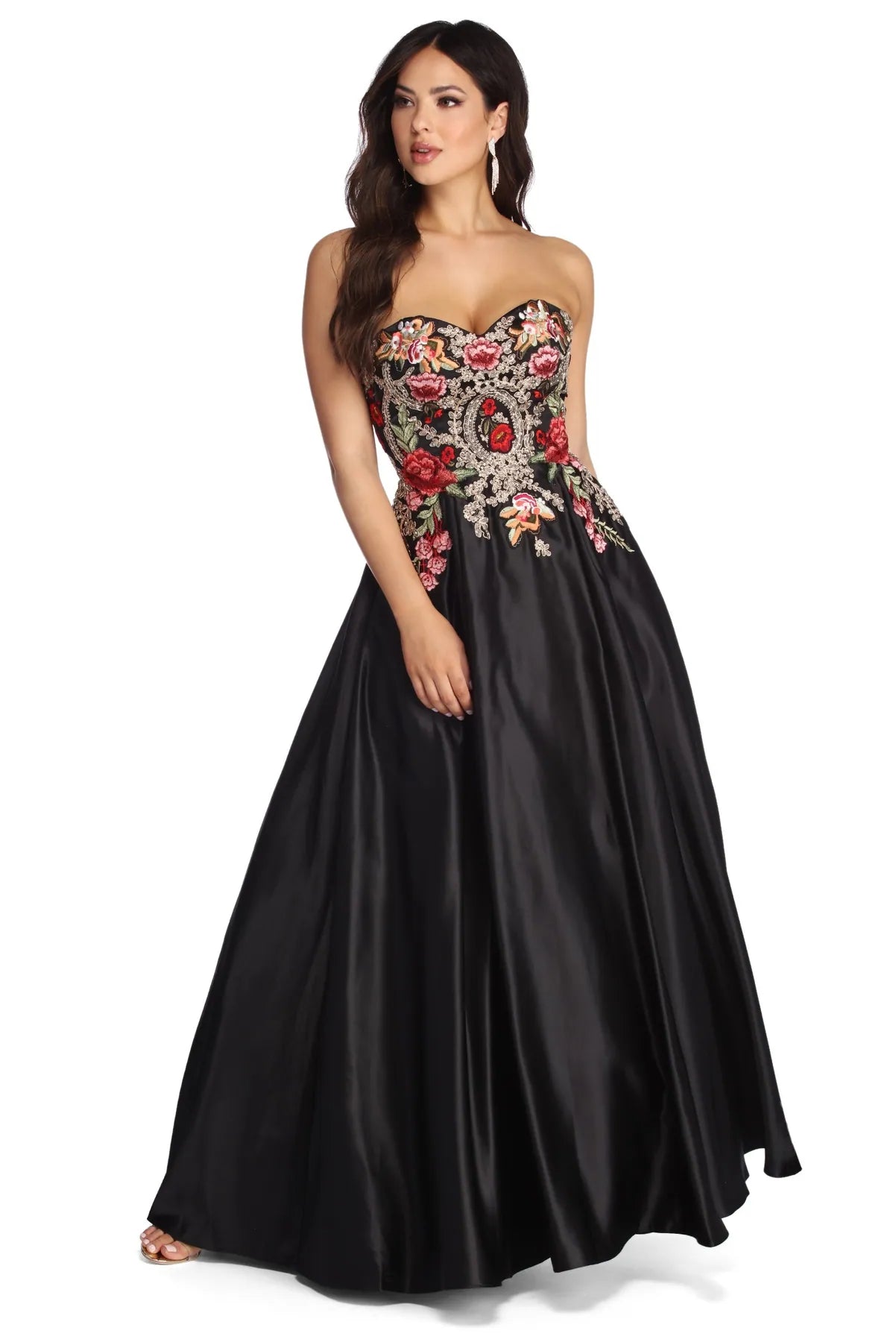 Flash Sale Now Joanne Floral Satin Ball Gown