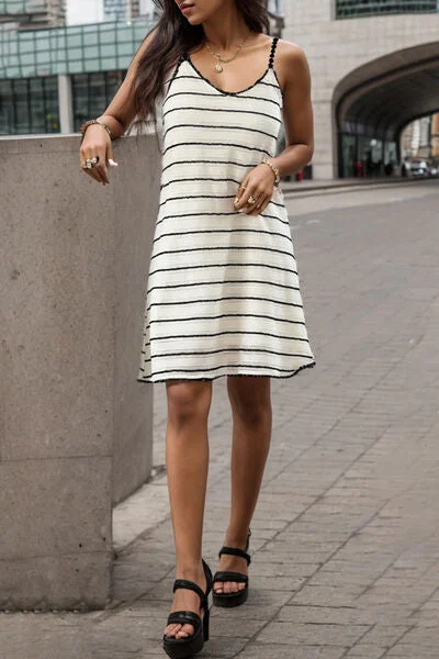 Must Haves Striped Scoop Neck Mini Dress