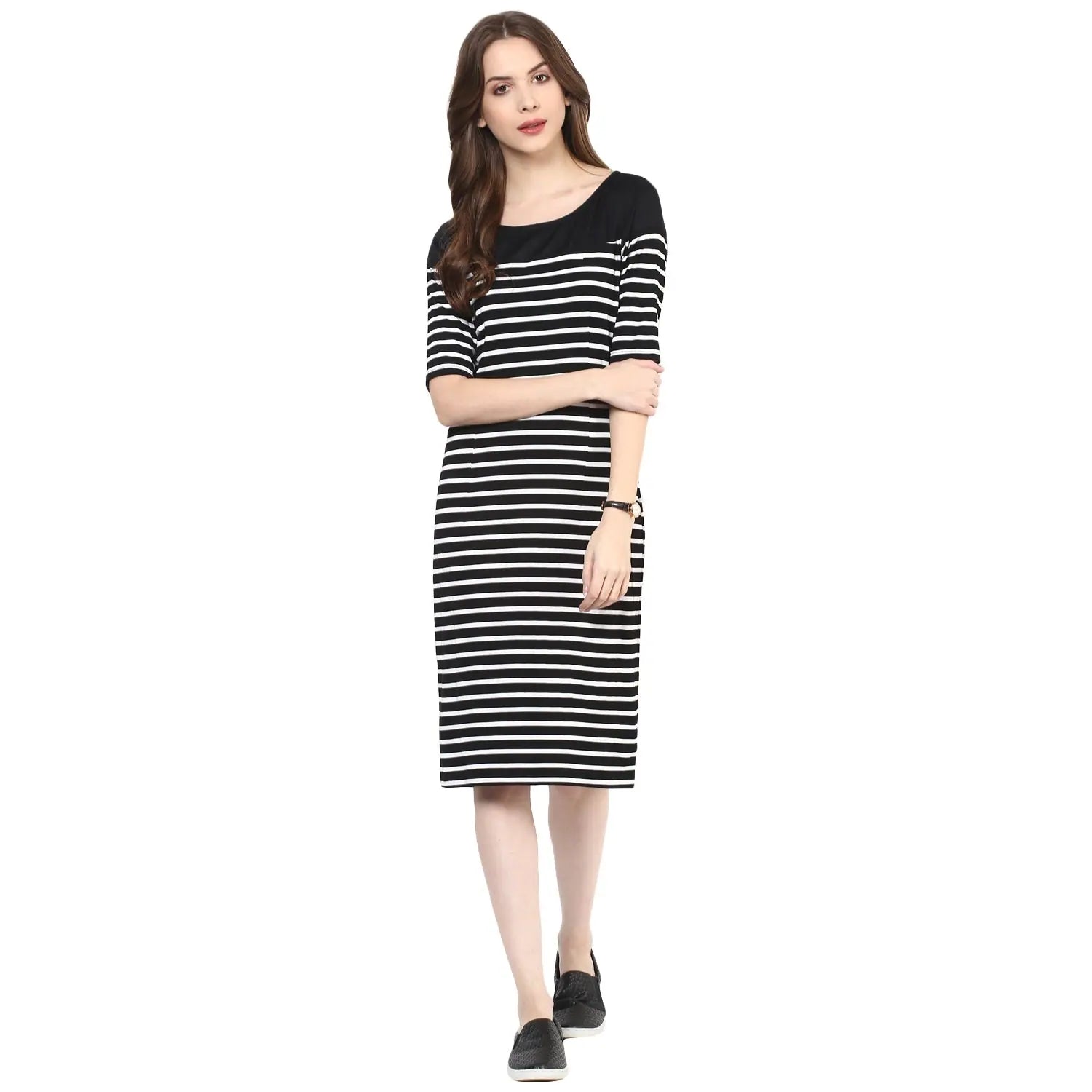 Unbeatable Prices Stripe Yoke Midi Dress