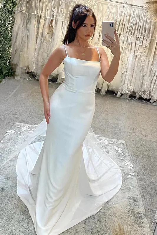 Online Boutiques Affordable Roycebridal Satin Mermaid Spaghetti Straps Court Train Wedding Dresses, Bridal Gown, MW903 Online Boutiques Affordable Roycebridal Satin Mermaid Spaghetti Straps Court Train Wedding Dresses, Bridal Gown, MW903