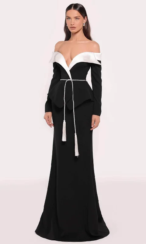 Final Sale Tarik Ediz 98841 - Two-Toned Off Shoulder Gown