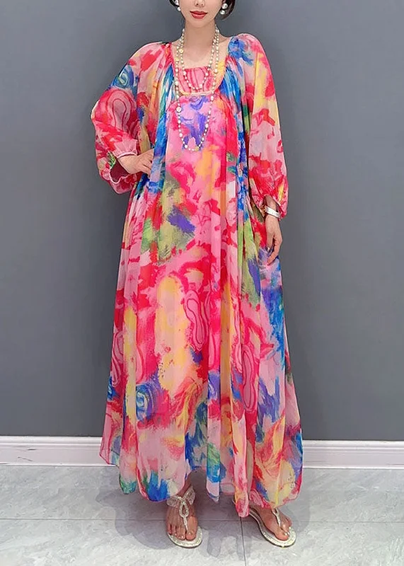 Clearance Sale Online Boho Floral Wrinkled Lace Up Patchwork Chiffon Long Dress Summer Clearance Sale Online Boho Floral Wrinkled Lace Up Patchwork Chiffon Long Dress Summer