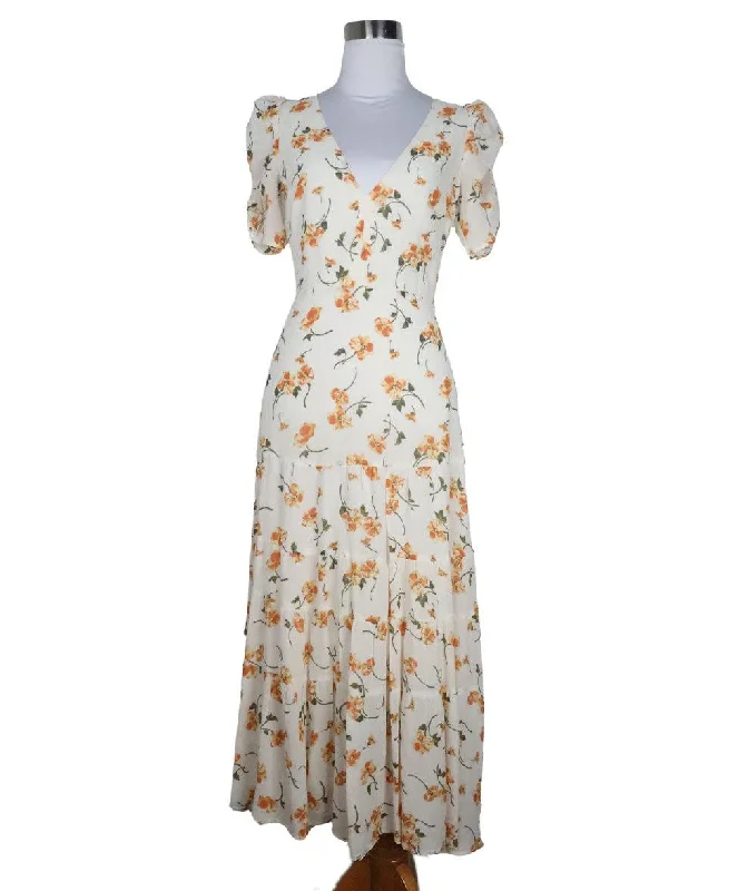 Sale For Women Reformation White & Orange Floral Print Dress sz 2