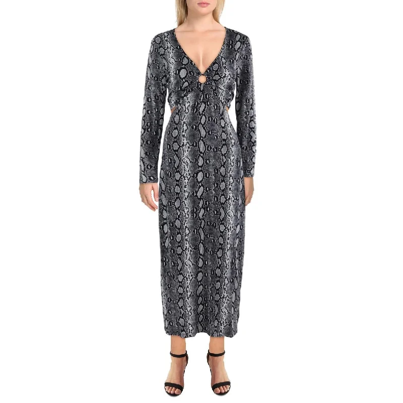 Minimalist Style MICHAEL Michael Kors Womens Snake Print Cut-Out Midi Dress