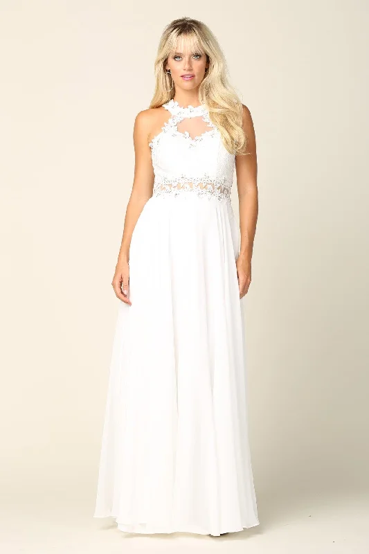 Fashion Forward Long Formal Halter Chiffon Bridesmaids Dress