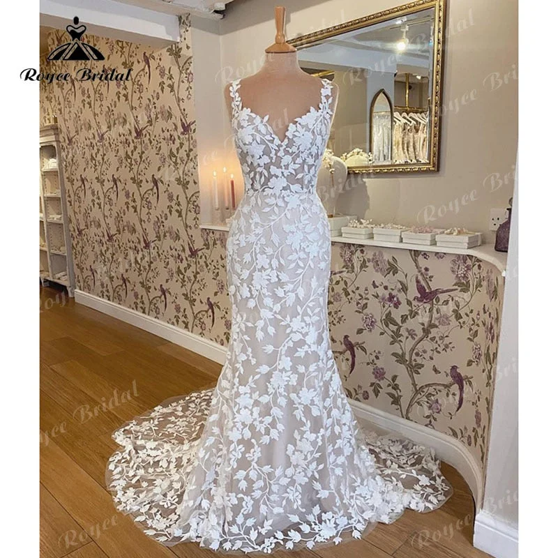 Trend Forward Women's Wear robe mariée sirene Spaghetti Straps Boho Wedding Dress Backless Lace Sweetheart Mermaid/Trumpet Beach Mariage Bridal Gown 2022 Trend Forward Women's Wear robe mariée sirene Spaghetti Straps Boho Wedding Dress Backless Lace Sweetheart Mermaid/Trumpet Beach Mariage Bridal Gown 2022