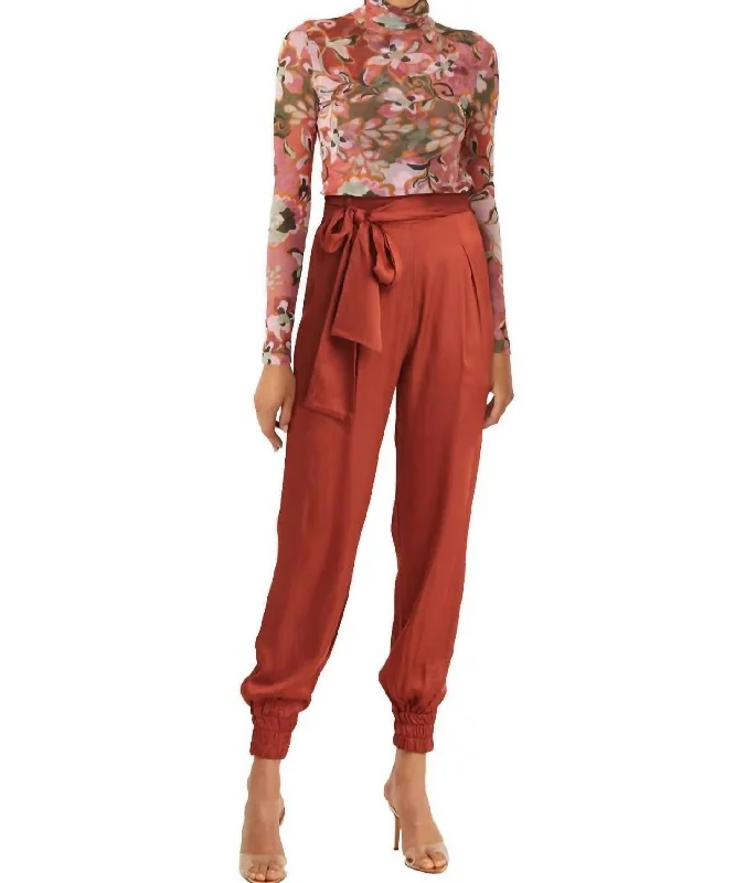 Online Shopping Boutiques Vep Pant In Burnt Orange Satin