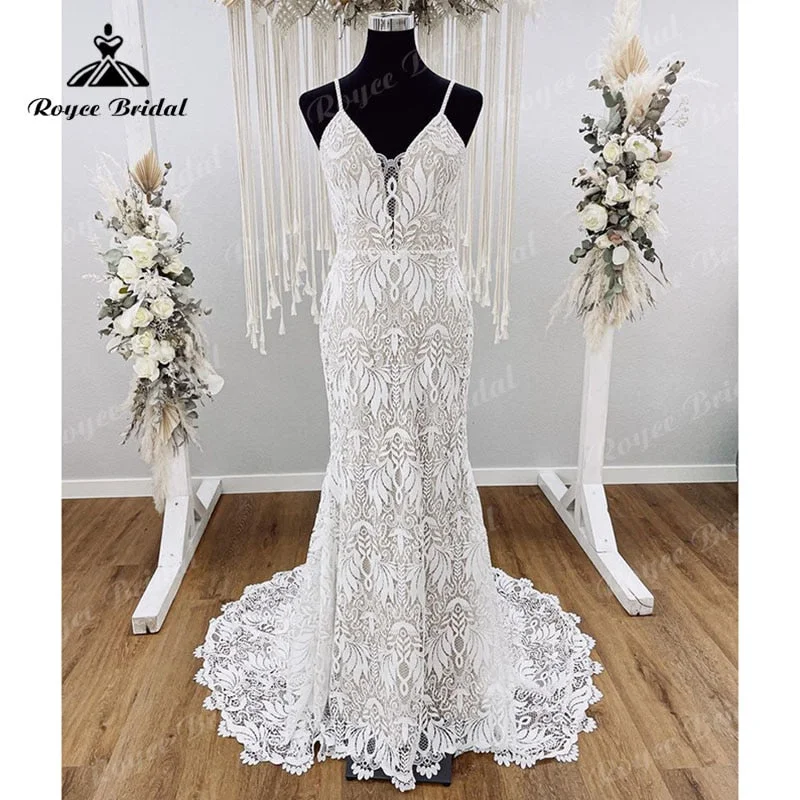 Huge Discounts This Week Vestido Boho Spaghetti Straps Wedding Dress for Women Lace Backless Mermaid/Trumpet Bridal V Neck vestido de boda corte sirena Huge Discounts This Week Vestido Boho Spaghetti Straps Wedding Dress for Women Lace Backless Mermaid/Trumpet Bridal V Neck vestido de boda corte sirena