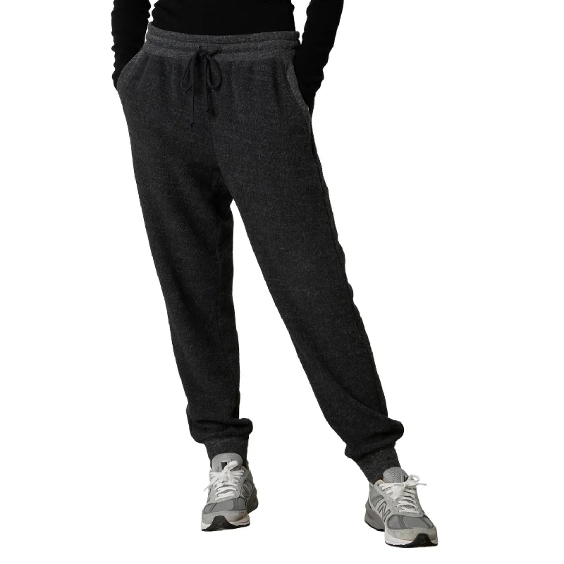 Eclectic Fashion Tabby Sherpa Fleece Pant In Charcoal