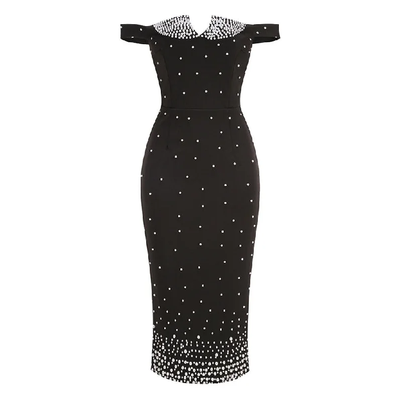 Sales For Clothes Elegant Off The Shoulder Faux Pearl Embellished Sheath Cocktail Midi Dress Sales For Clothes Elegant Off The Shoulder Faux Pearl Embellished Sheath Cocktail Midi Dress