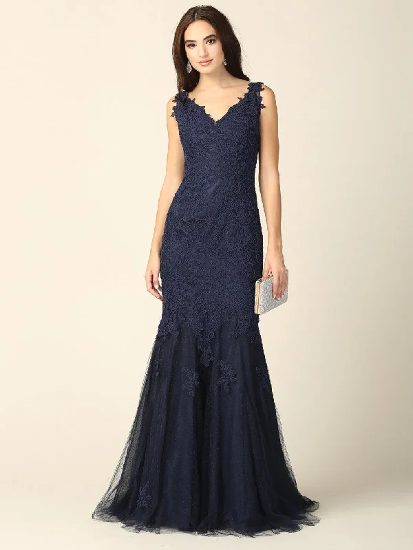 Stylish Dresses for Women Prom Long Sleeveless Formal Fitted Lace Dress