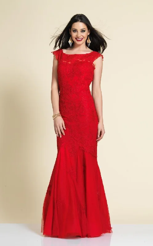 Online Impressions Boutique Dave & Johnny - 1937W Cap Sleeve Ornate Lace Trumpet Gown Online Impressions Boutique Dave & Johnny - 1937W Cap Sleeve Ornate Lace Trumpet Gown