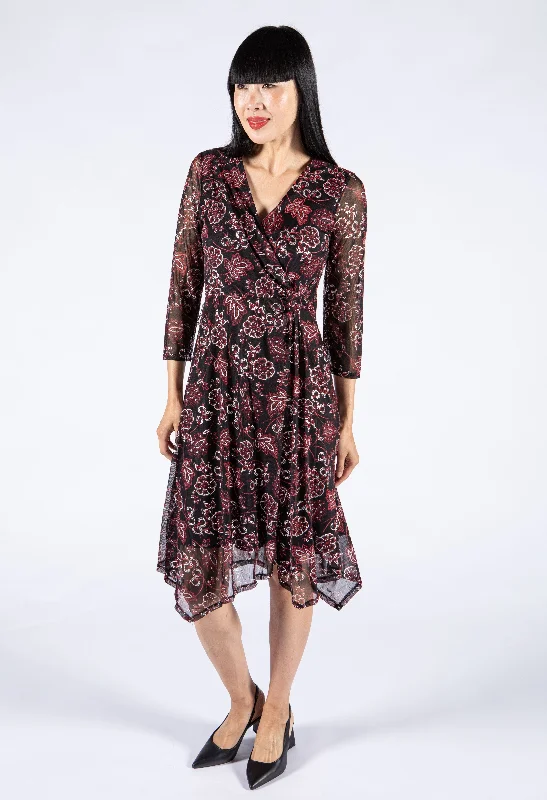 Stylish Savings Floral Mesh Wrap Bodice Dress