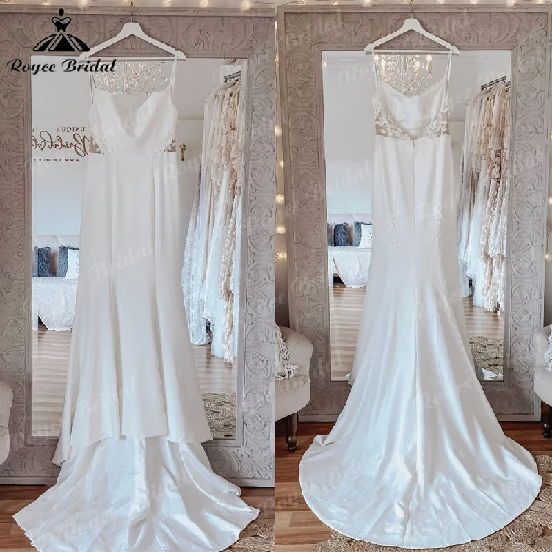 Explore What's New Sexy Mermaid Lace Backless Soft Satin Women Wedding Dress Spaghetti Straps 2025 Wedding Gowns for Bride robe soirée mariage Explore What's New Sexy Mermaid Lace Backless Soft Satin Women Wedding Dress Spaghetti Straps 2025 Wedding Gowns for Bride robe soirée mariage