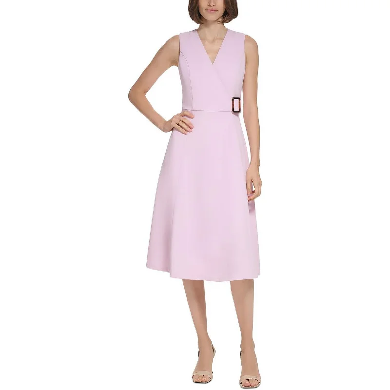 Easygoing Women’s Style Calvin Klein Womens Crepe Buckle Midi Dress