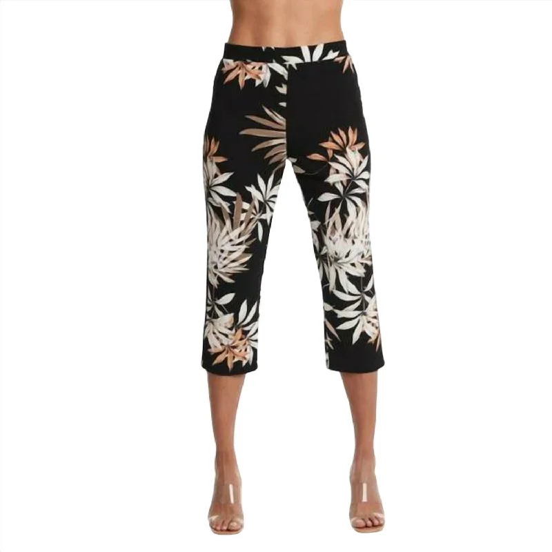 Budget Friendly Palm Tree Crop Pant In Black Palm