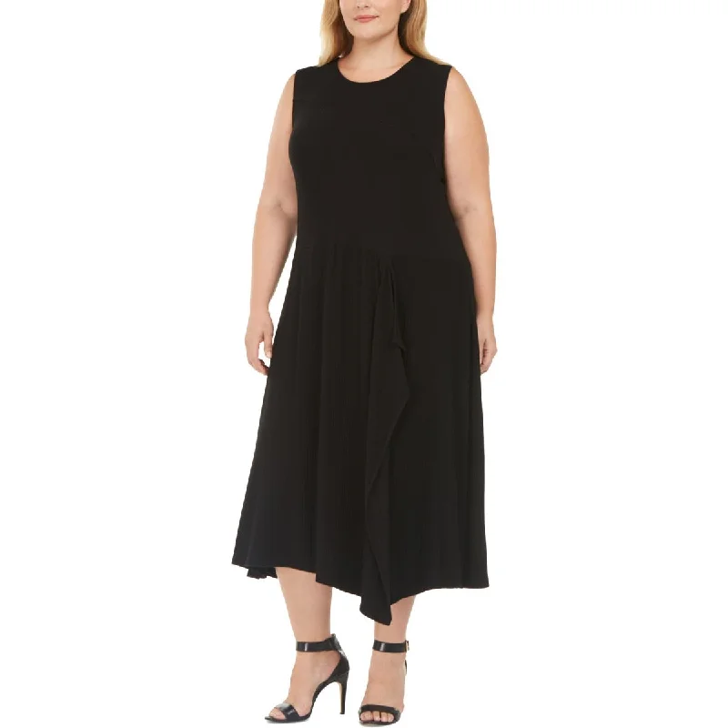 Relaxed Style Calvin Klein Womens Plus Knit Sleeveless Midi Dress