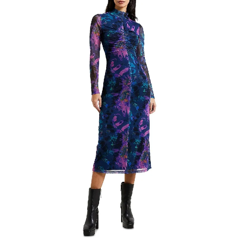 Early Bird Offer French Connection Womens Sheer Tea Length Midi Dress