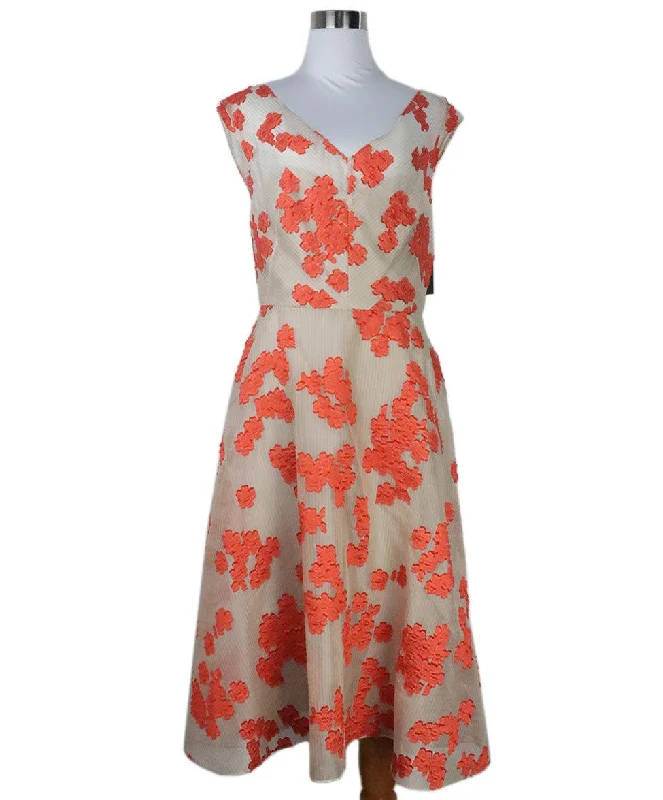 Sales Clothes Lela Rose Orange & Beige Floral Dress sz 6