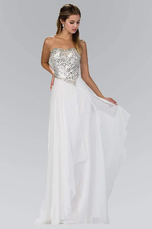 Chic And Comfortable Elizabeth K - GL1149 Jeweled Strapless Chiffon A-Line Gown