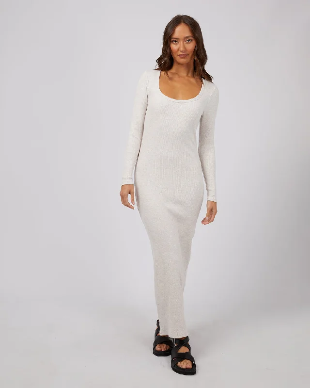 Outlet Clothing Silent Theory Hazel L/S Maxi Dress Oatmeal