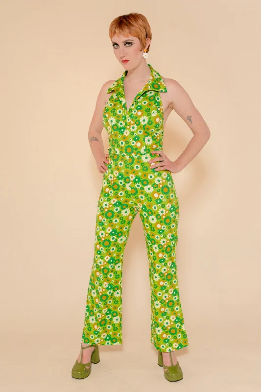 Snag Fabulous Fashion Bargains Cecilia Jumpsuit in Green Daisy