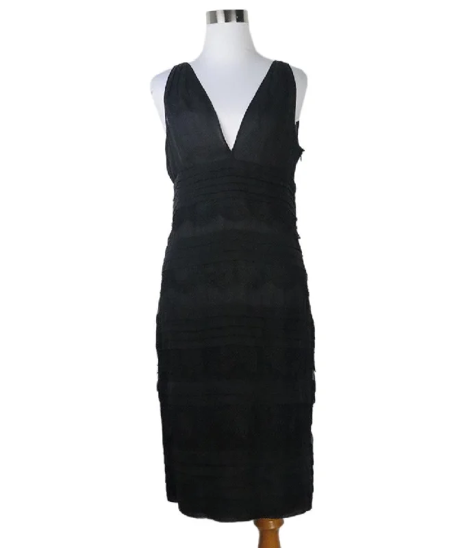 Chic Women's Clothing for Date Nights Valentino Black Silk Tiered Dress sz 6