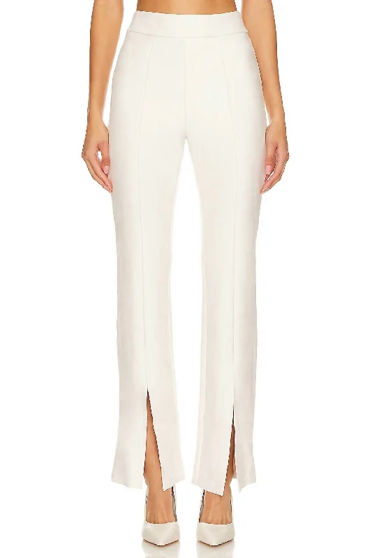 Clothing Sale Faux Suede Split Front Pants In Bone