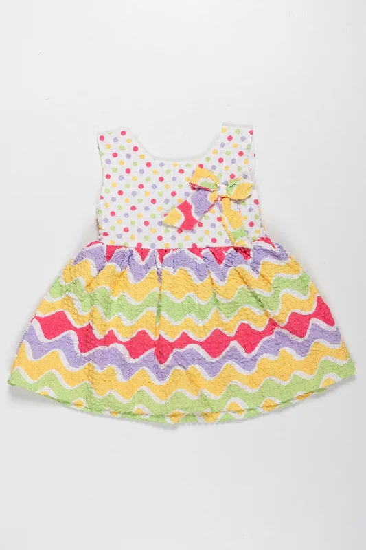 City Fashion Confetti Cheer Polka Dot and Waves Frock for Baby Girls - Joyful Summer Style