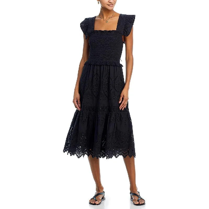 Women's Fashion Clothing Bell by Alicia Bell Womens Eyelet Casual Midi Dress