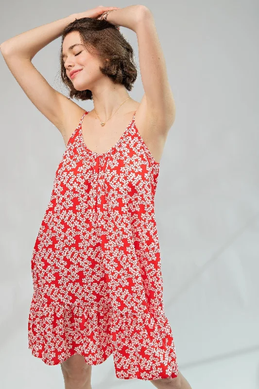 Limited Stock Floral Printed Wool Peach Cami Dress