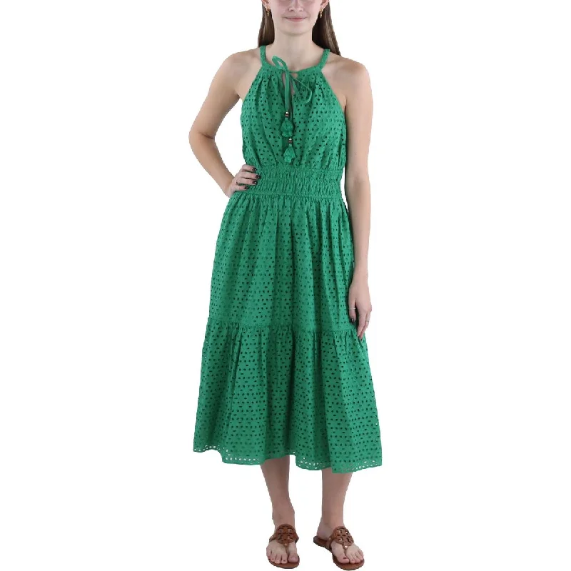 Affordable Women’s Clothing Online Vince Camuto Womens Eyelet Halter Midi Dress