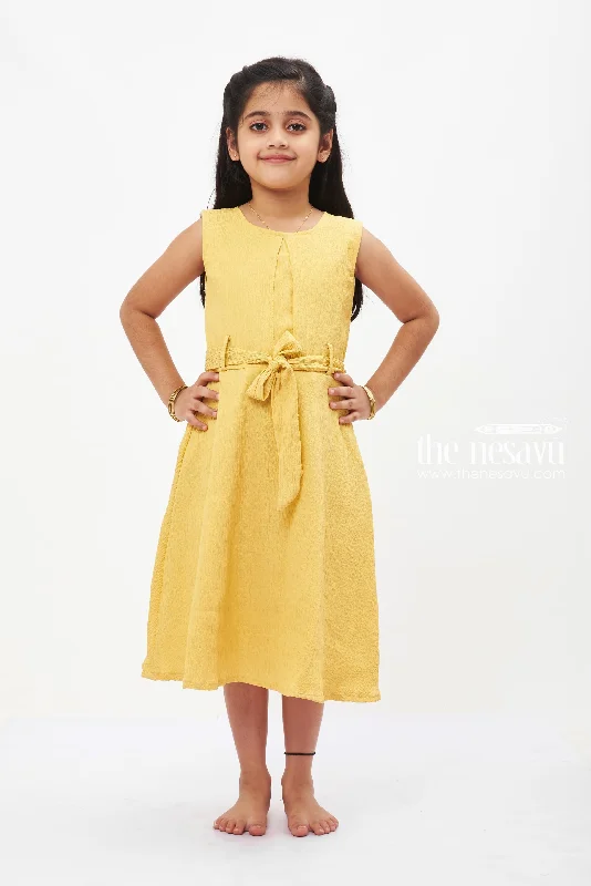 High End Fashion Sunny Yellow Bow Detail Cotton Dress: Bright and Beautiful for Girls High End Fashion Sunny Yellow Bow Detail Cotton Dress: Bright and Beautiful for Girls