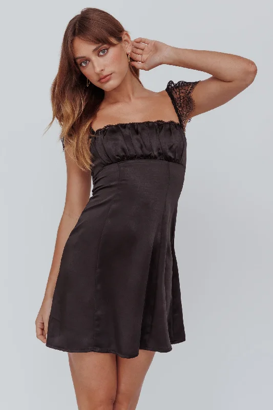 Brand Name Clothing Discount Extravaganza Invites Only Lace Shoulder Mini Dress Black