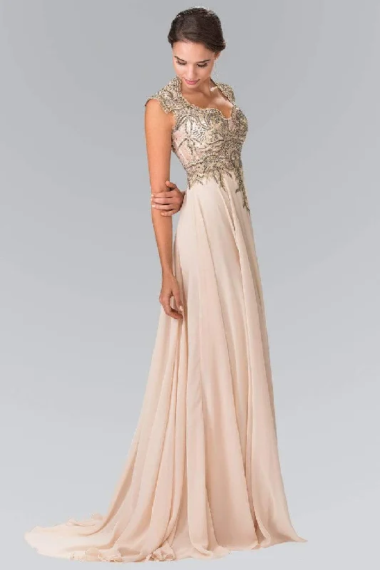 Limited Time Special Offer Elizabeth K - GL2229 Gilt Embroidered Bateau A-Line Gown