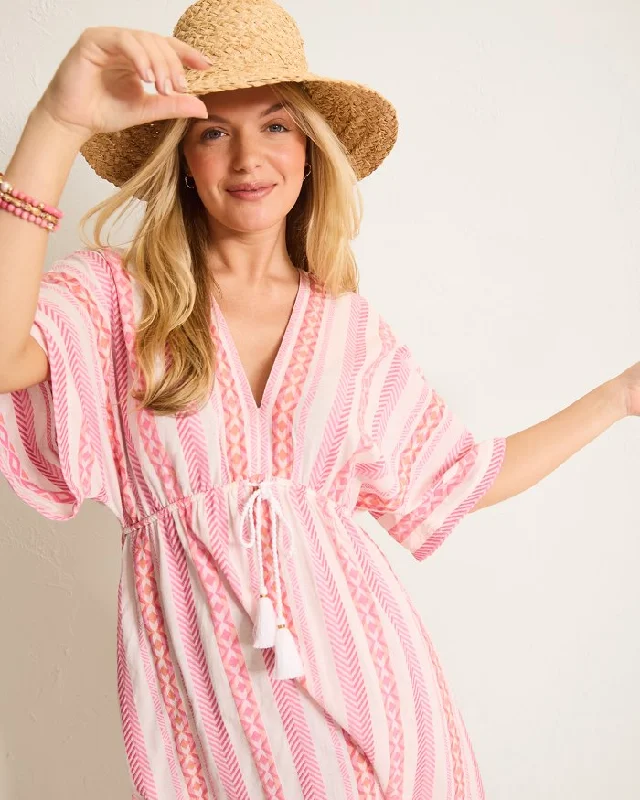 Shop Sale Items Tommy Bahama Womens Geo Jacquard Midi Dress Coverup - Preppy Pink