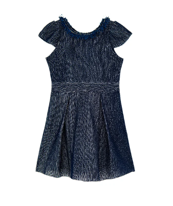 The Latest Trends Zoe Ltd. Girls Ashley Navy/Gold Fringe Collar Dress