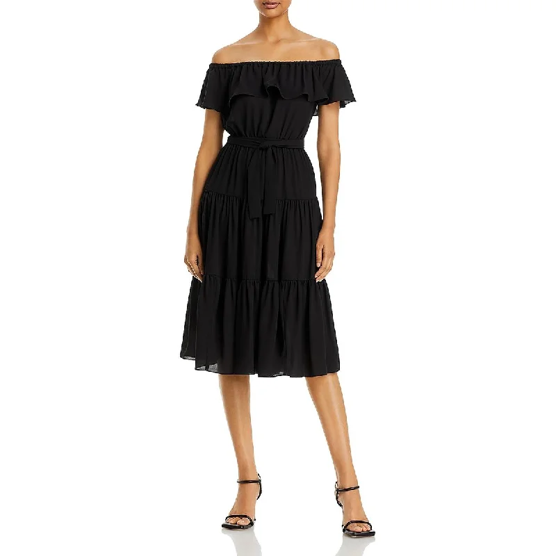 Clothes For Woman MICHAEL Michael Kors Womens Ruffled Belted Midi Dress