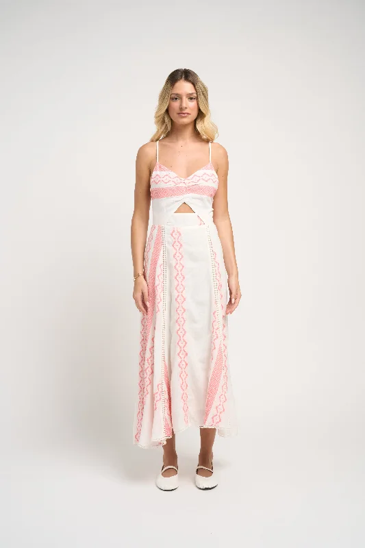 New In This Season Filomena Linen Dress Pink