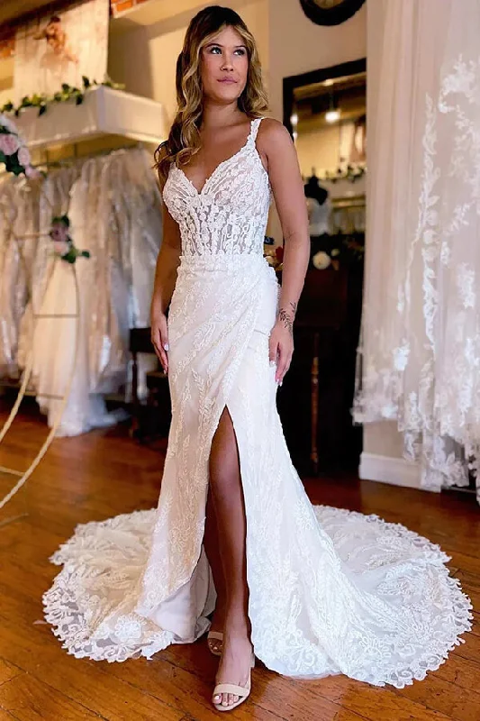 Versatile Women’s Fashion Roycebridal Gorgeous Mermaid Backless V-neck Lace Appliques Wedding Dresses, MW1018 Versatile Women’s Fashion Roycebridal Gorgeous Mermaid Backless V-neck Lace Appliques Wedding Dresses, MW1018