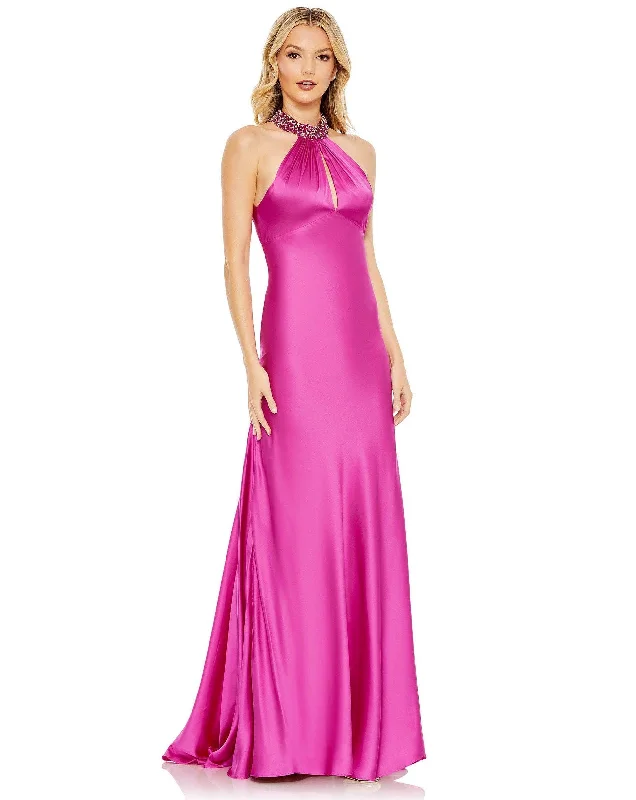 Sophisticated Style Mac Duggal 70252 Prom Long Beaded Halter Formal Gown Sale