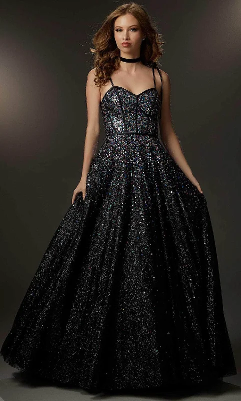 Minimalist Style Mori Lee 48024 - Multicolor Sequined A-line Gown