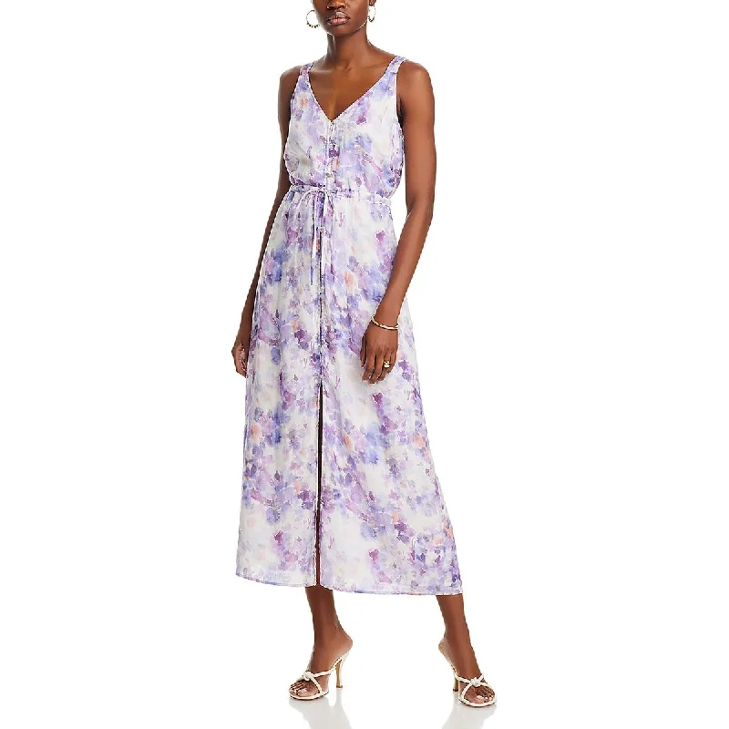 Comfortable Clothes Bella Dahl Womens Linen Button-Down Midi Dress