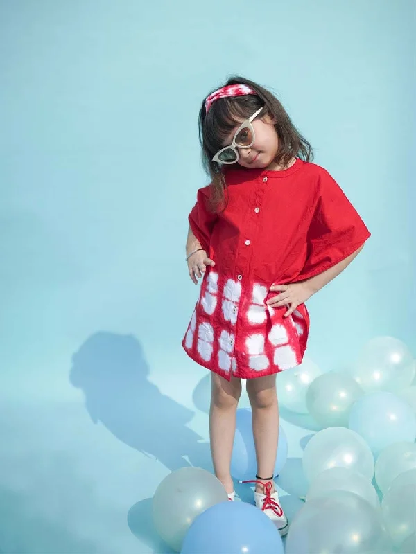 Durable Fashion Picks Girls Kaftan Dress Tie Dye Clamp - Red
