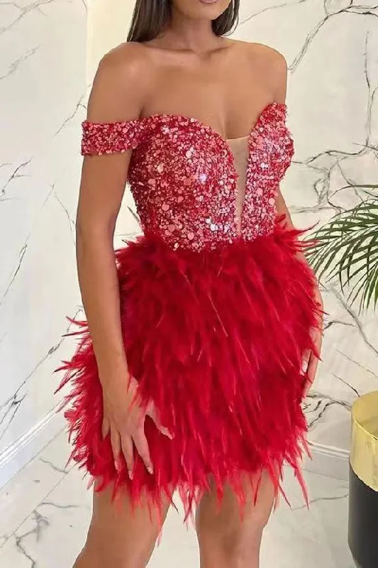 Clothing Sales Sequined Pretty Fluffy Mini Dress