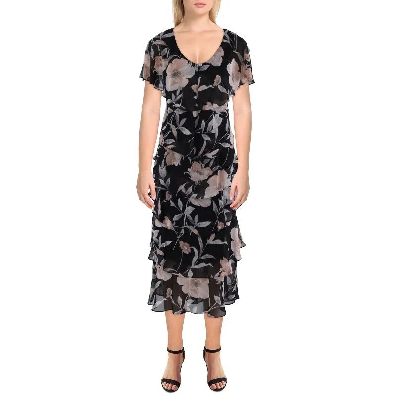 Casual Chic Clothing SLNY Womens Tiered Printed Midi Dress