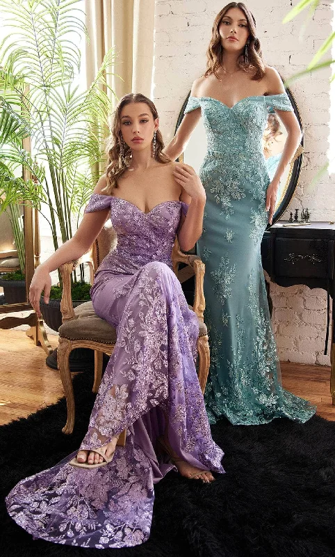 Effortless Chic for Women Cinderella Divine OC014 - Beaded Off-Shoulder Gown for Evening Effortless Chic for Women Cinderella Divine OC014 - Beaded Off-Shoulder Gown for Evening
